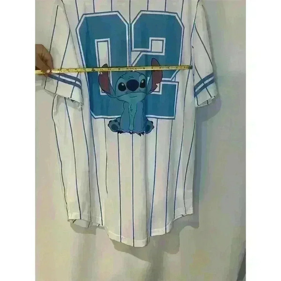 Disney Lilo & Stitch Unisex Blue Striped Baseball Jersey Size L - Picture 8 of 15